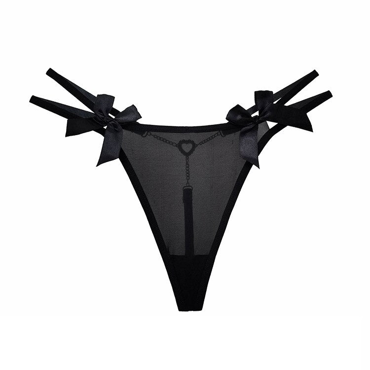 2022 Women's Metal Sexy Thongs European and American Metal Chain V Panties Sexy Black Cotton Briefs Women Lingerie underwear